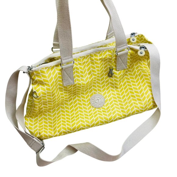 Kipling Yellow Herringbone Bag Crossbody or Shoulder Multiple Compartments - Picture 3 of 14